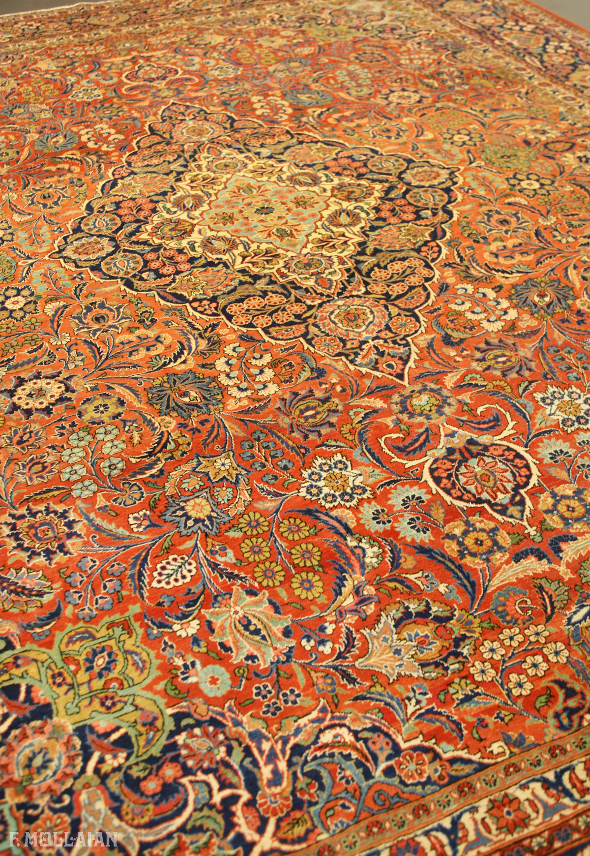 Tappeto Grande Persiano Antico Kashan Kurk n°:21529851