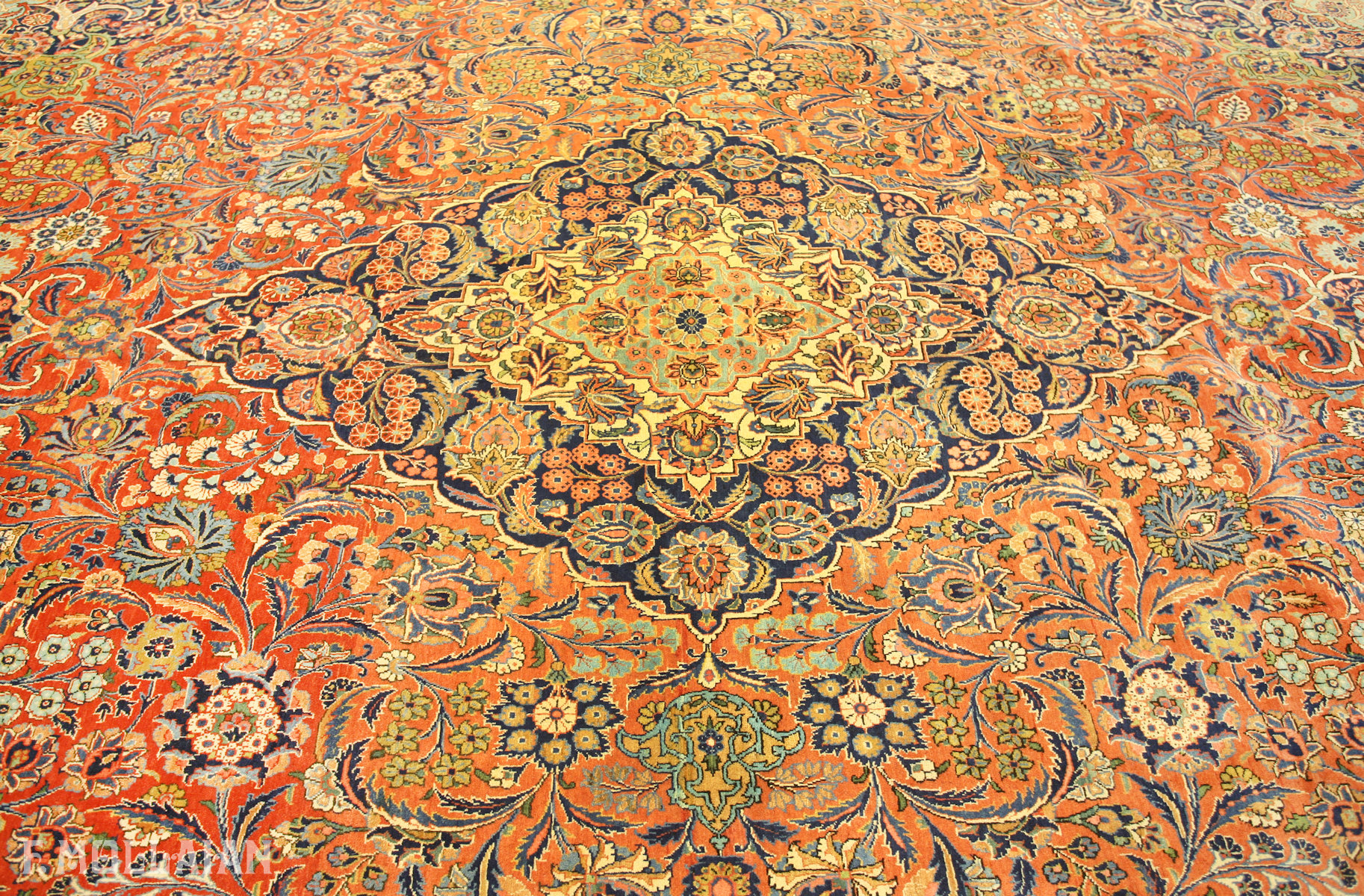 Tappeto Grande Persiano Antico Kashan Kurk n°:21529851