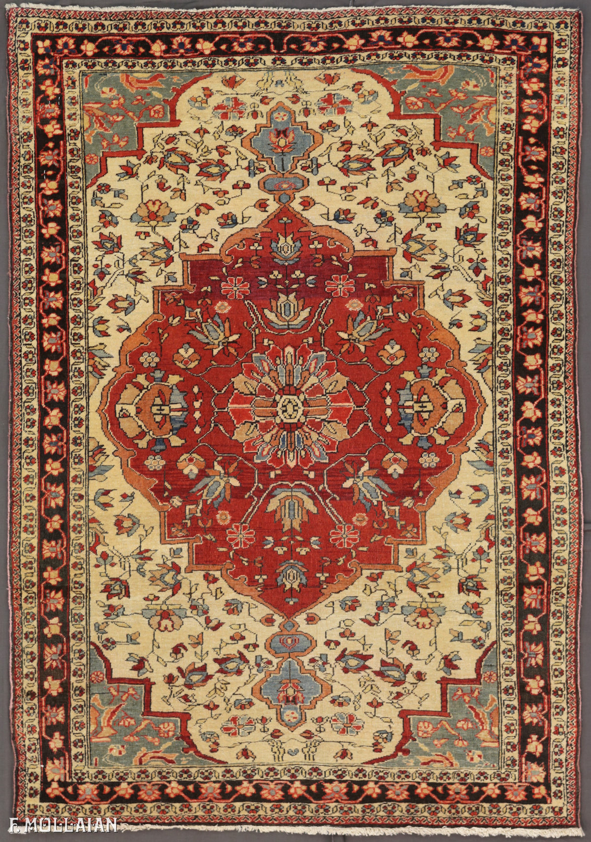 A Rare Antique Persian Kashan Mohtasham Rug n°:42579629
