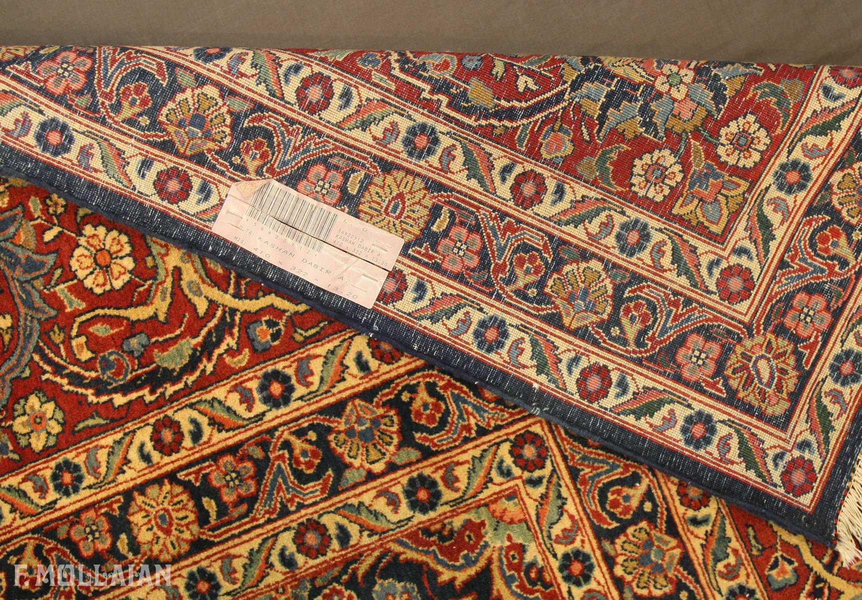 Tappeto Grande Persiano Antico Kashan Dabir n°:56920912