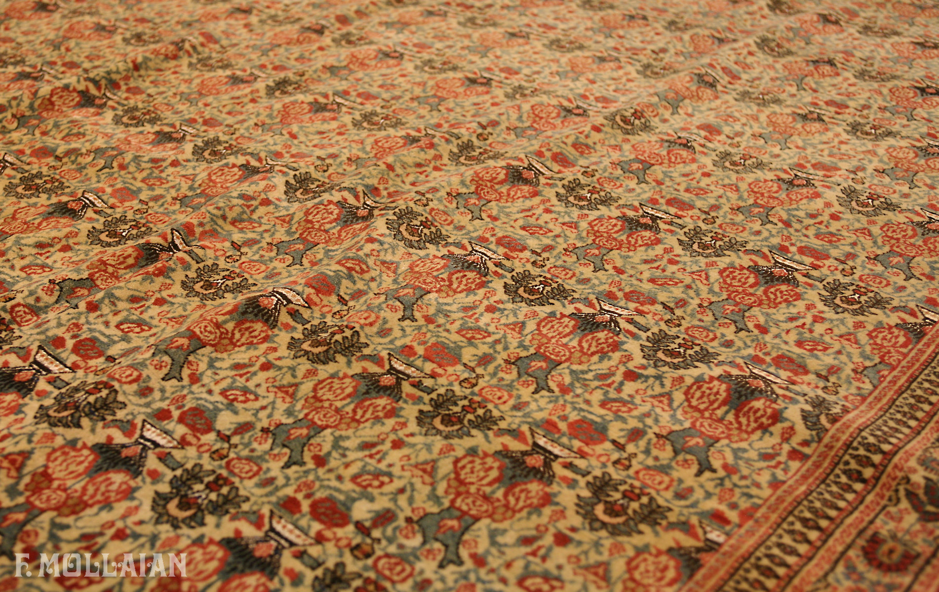 فرش نیمه آنتیک تهران گل ابریشم کد:۸۱۴۰۰۶۵۰