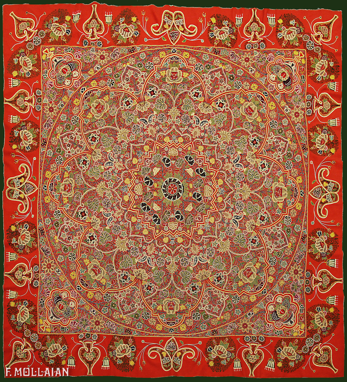Textil Persa Antiguo Rashti-Duzi n°:91106240