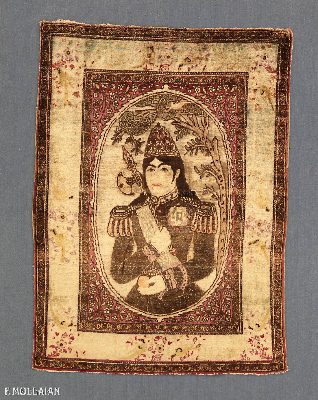 Pictorial Silk Persian Kashan Mohtasham Antique Rug n°:42377755