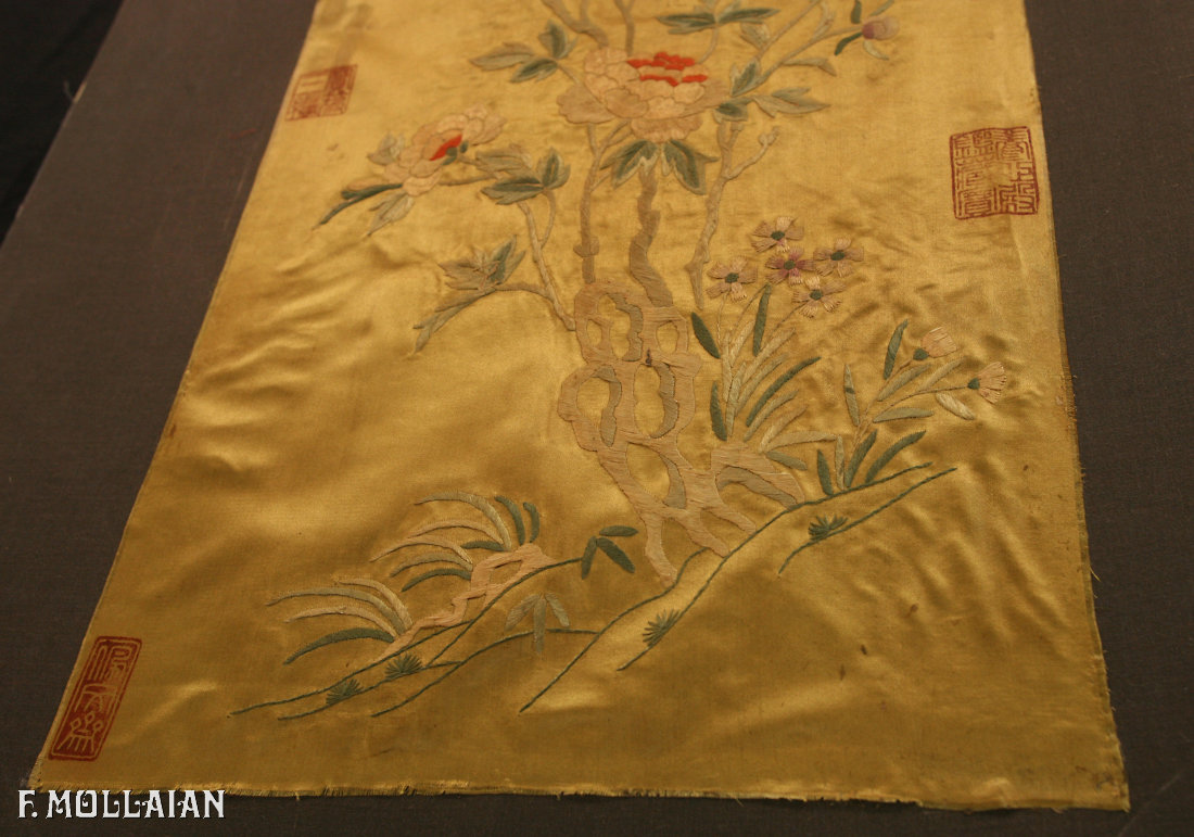 Textile Chinois Antique Soie n°:46165785