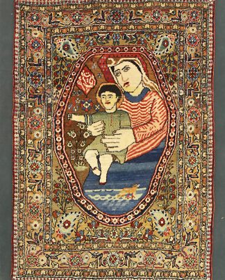 A Pictorial Antique Persian Kashan Mohtasham Rug n°:60514219