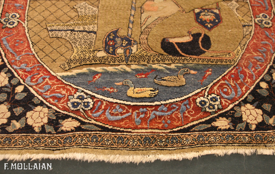 Tappeto Figurativo Persiano Antico Kashan Mohtasham n°:98085310