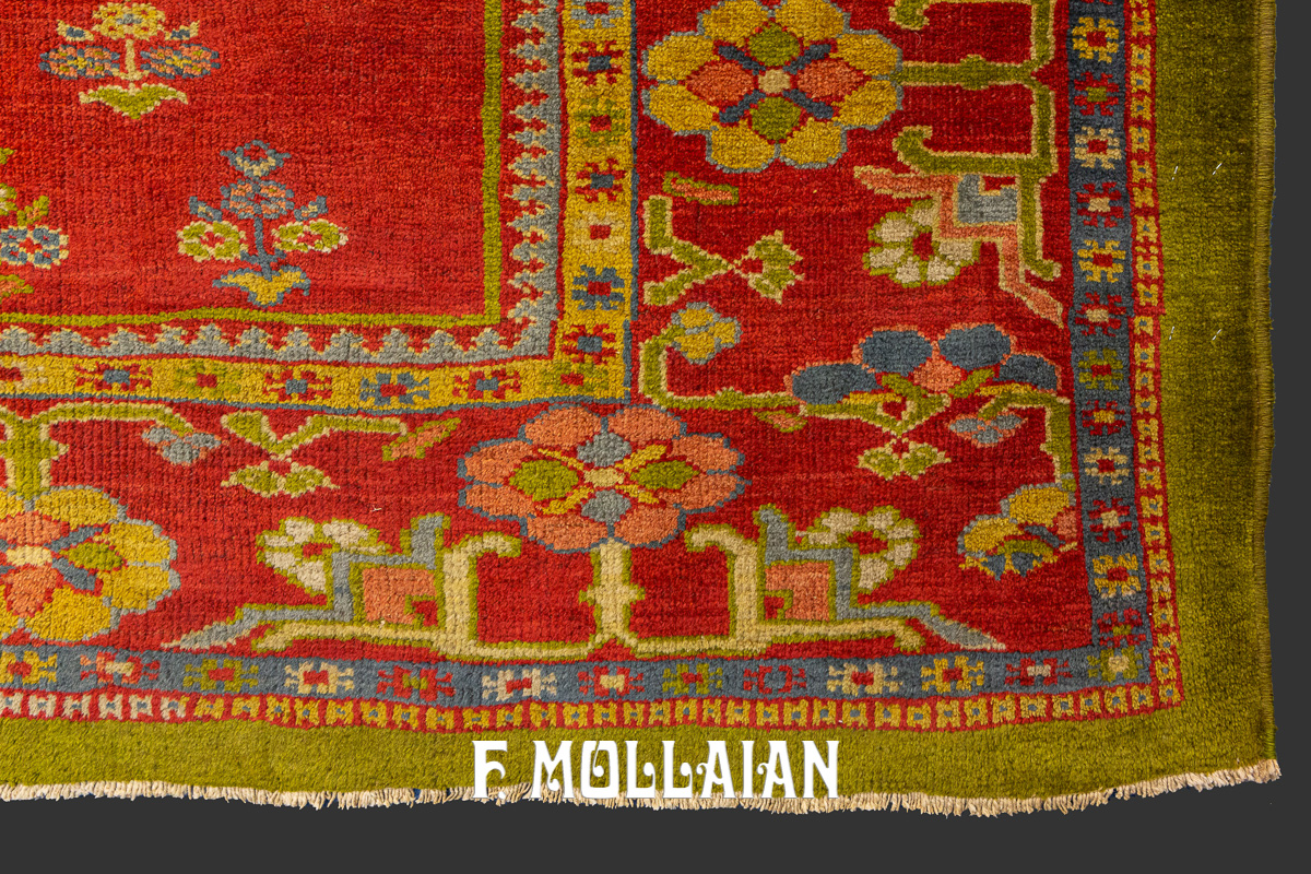 Mahal Zigler Carpet with Rare Open-Field Prayer Design and Green Wool n°:54329528