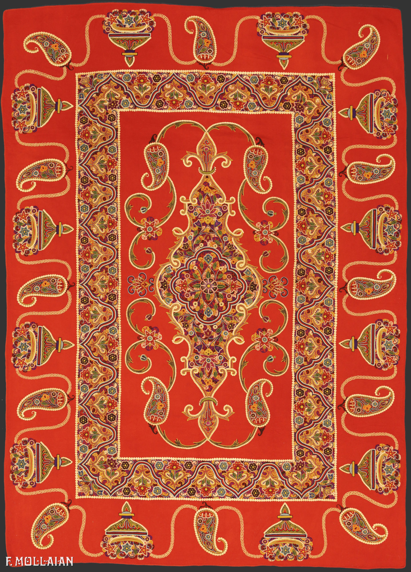 Antique Persian Rashti-Duzi Textile n°:52322737