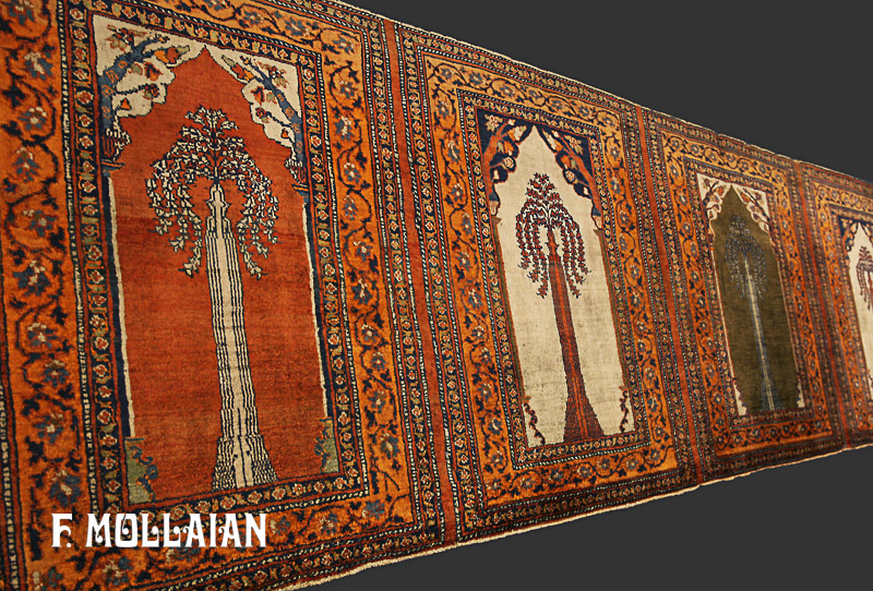A Prayer Antique Persian Heriz Silk Rug n°:87662053