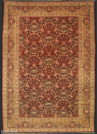 Tapis Persan Antique Kashan Dabir n°:98151652