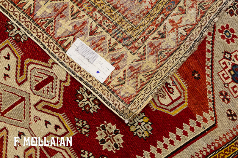 فرش قفقازی آنتیک دستباف شیروان زمینه قرمز کد:۶۸۰۹۹۴۴۷