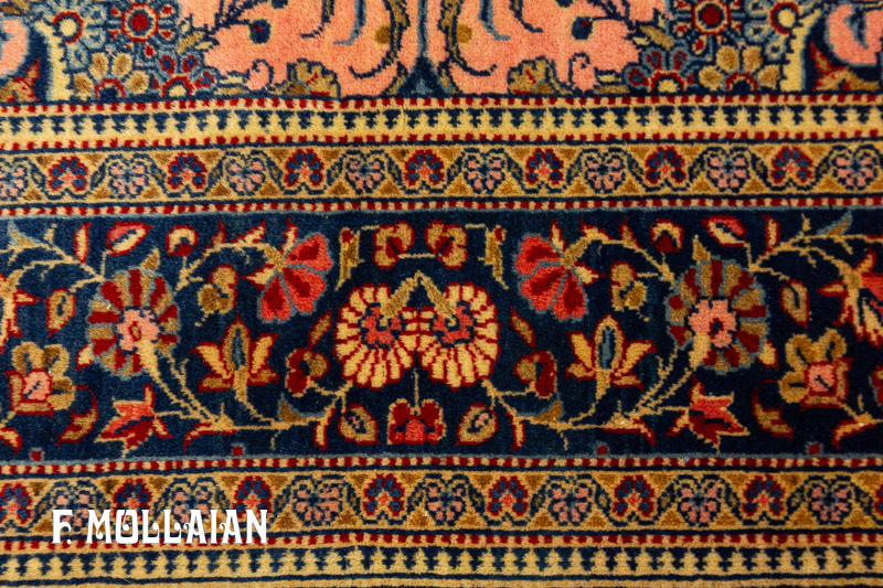 Tappeto Floreale Antico Persiano Kashan (Dabir) Fondo Rosa Salmone n°:81484990
