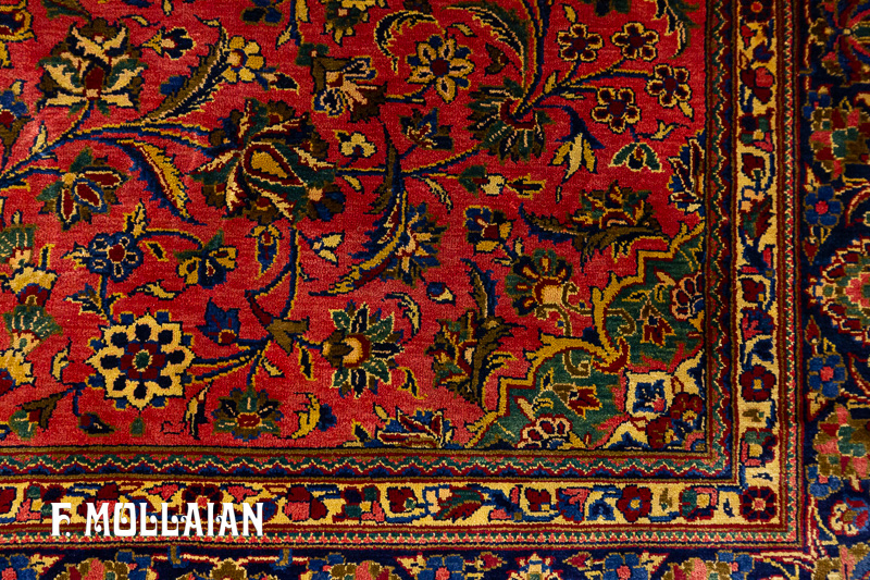 قالیچه آنتیک لچک ترنج ابریشمی ایرانی کاشان کد:۴۰۵۸۲۵۴۷