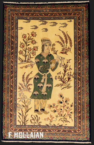 Tappeto Figurativo Persiano Antico Misto Seta Kashan n°:55547863