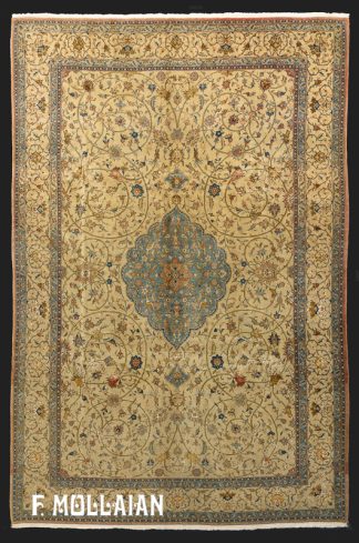 Antique Persian Qum Kurk Wool Part Silk Rug n°:67085658