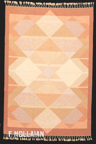 Tappeto Scandinavo Vintage Svedese (a tessitura piatta) Con Disegno Geometrico n°:73320174