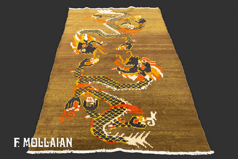 Small Decorative Antique Tibetian Rug with Dragon n°:54280562