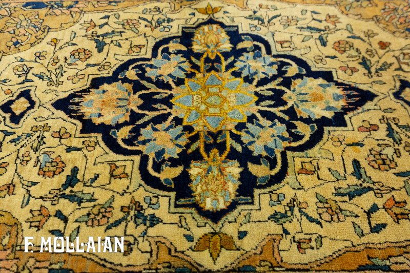 Tappeto Medaglione Persiano Antico Kashan Mohtasham n°:17285636