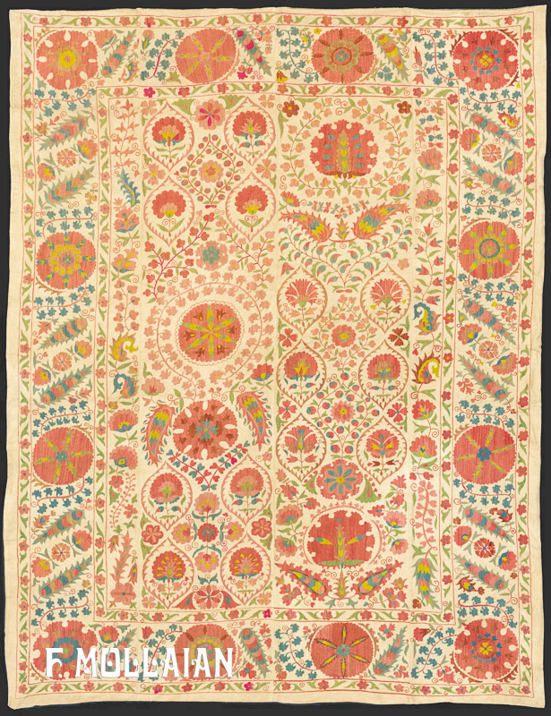 Old Uzbeck Embroidery Suzani Silk Textile n°:90996398