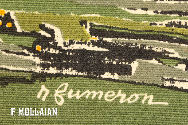 Armonioso Tessuto Europeo Vintage Firmato “N. FUMERON” Fatto a Mano n°:38462132