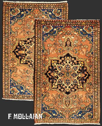 Pair of Small Antique Persian Saruk Farahan Rugs (78×50 cm)