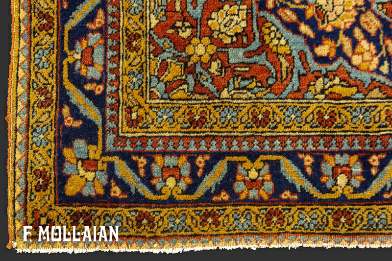 Tappeto Antico Persiano Kashan Mohtasham Annodato a Mano n°:68347589