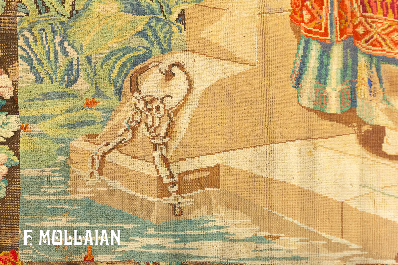 فرش مربعی قفقازی آنتیک دستباف تصویری قره باغ کد:۱۹۱۳۸۵۳۳