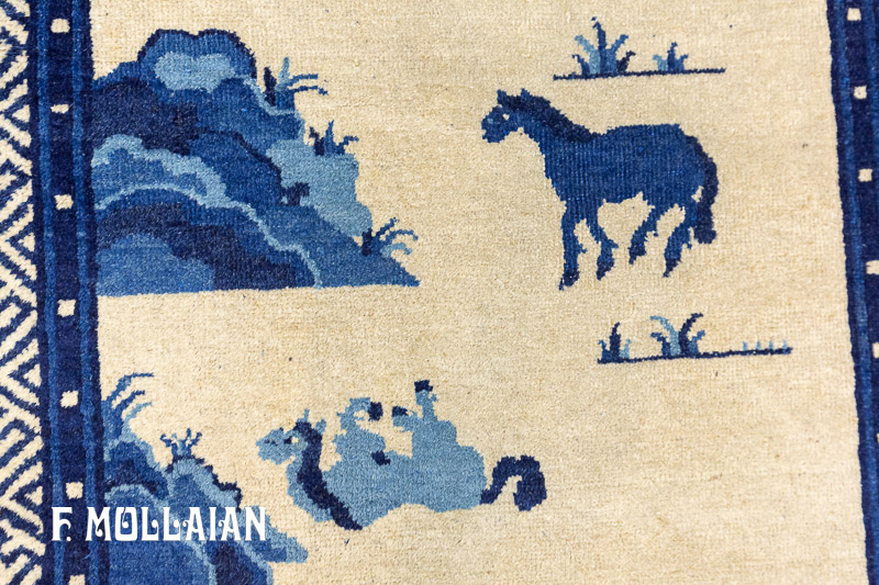 فرش کناره آنتیک چینی پکن “هشت اسب (Bajun tu)” کد:۵۳۹۴۷۷۳۷