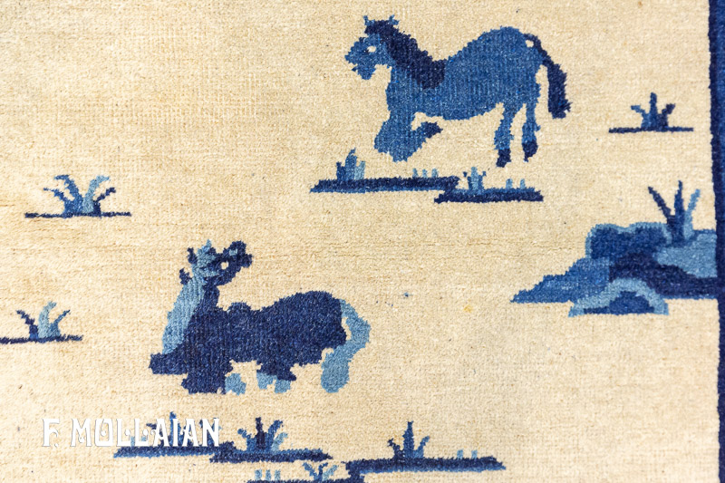 Antique Chinese Peking „Eight Horses (Bajun tu)“ Runner Rug n°:53947737