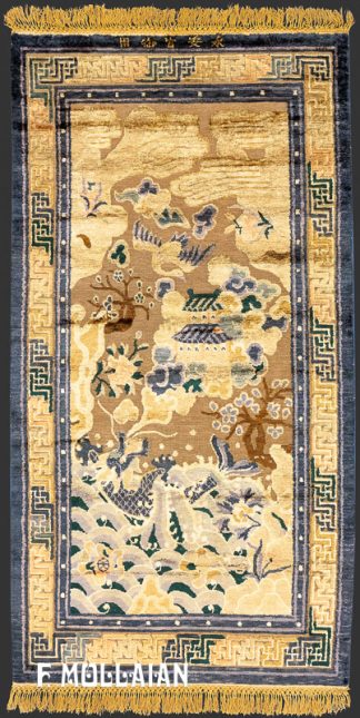 Antique Chinese Silk&Metal Thread Rug n°:54921395