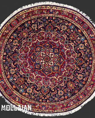 Antique Persian Kashan Dabir Round Rug n°:15375737