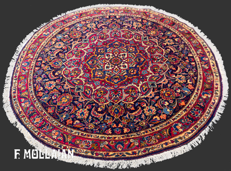 Antique Persian Kashan Dabir Round Rug n°:15375737