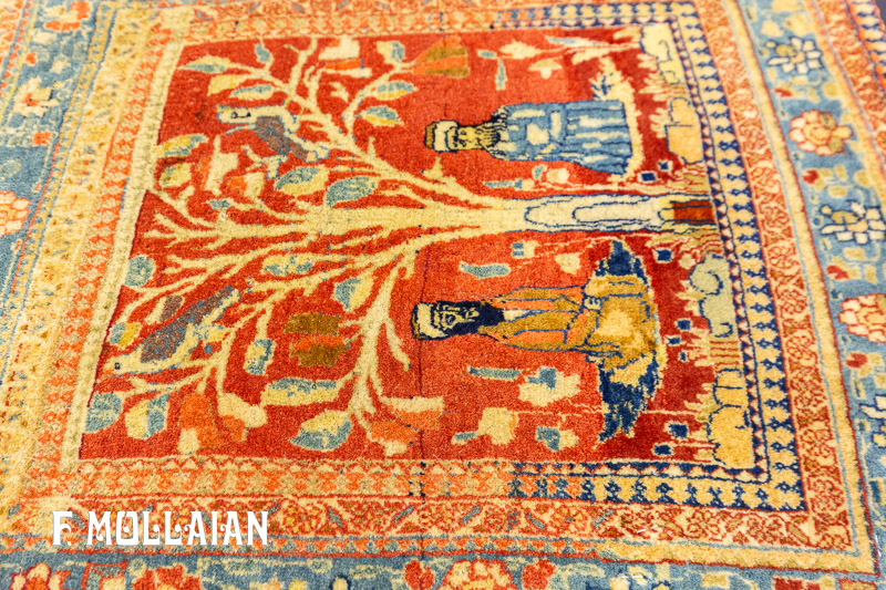 Tappeto Antico Piccolo e figurativo Kashan Mohtasham Persiano n°:34851096