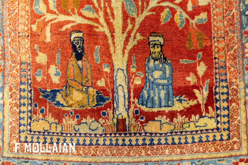 Small Antique Persian Kashan Mohtasham Rug n°:34851096