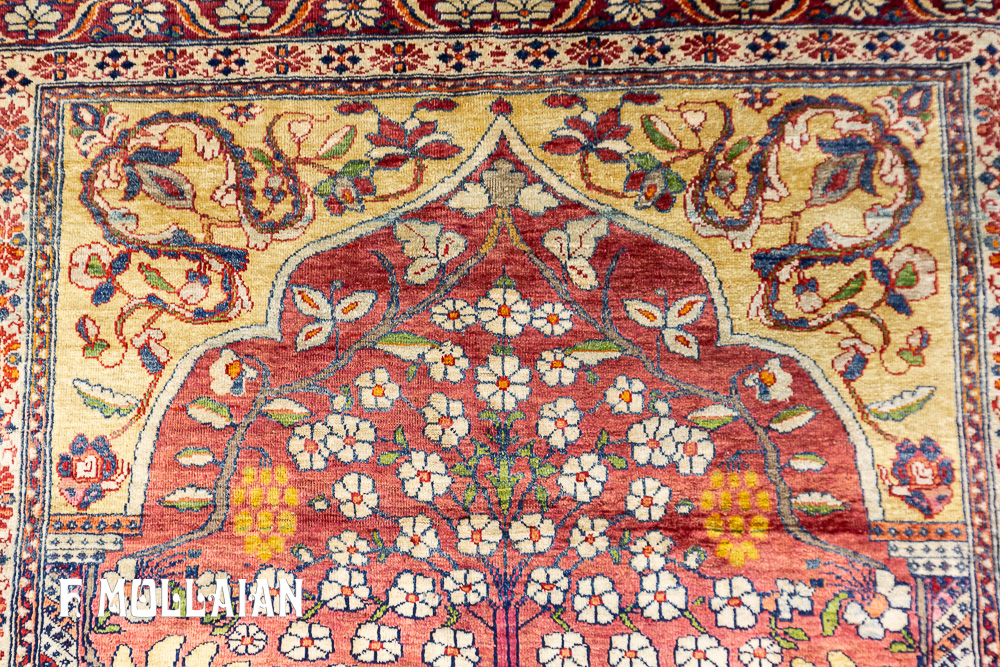 Persian Kerman Silk Antique Prayer Design Rug n°:25446477
