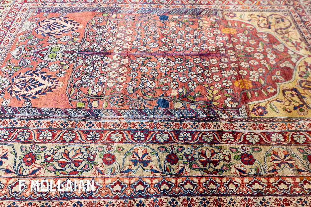 Tappeto Antico con Disegno Preghiera Persiano Kerman in Seta n°:25446477