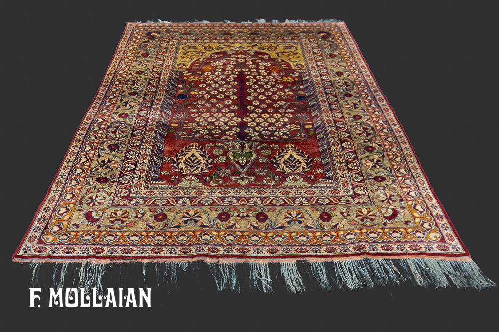 Persian Kerman Silk Antique Prayer Design Rug n°:25446477