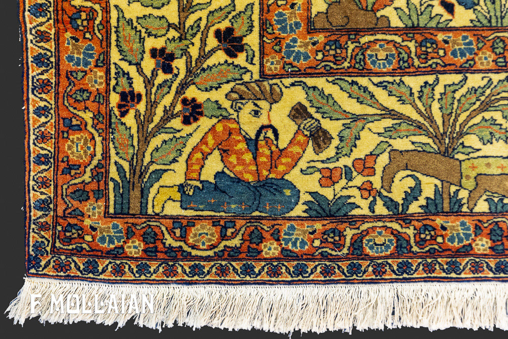 Persian Rare Figurative Saruk Farahan Antique Rug n°:15418948