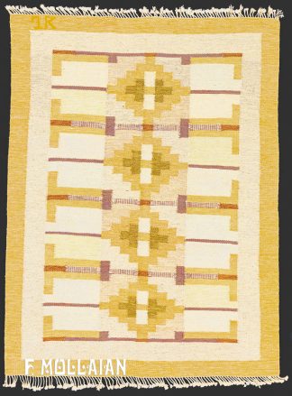 Tappeto Scandinavo Vintage Svedese (a tessitura piatta) di Karin Jönsson e Fondo Beige n°:24664785