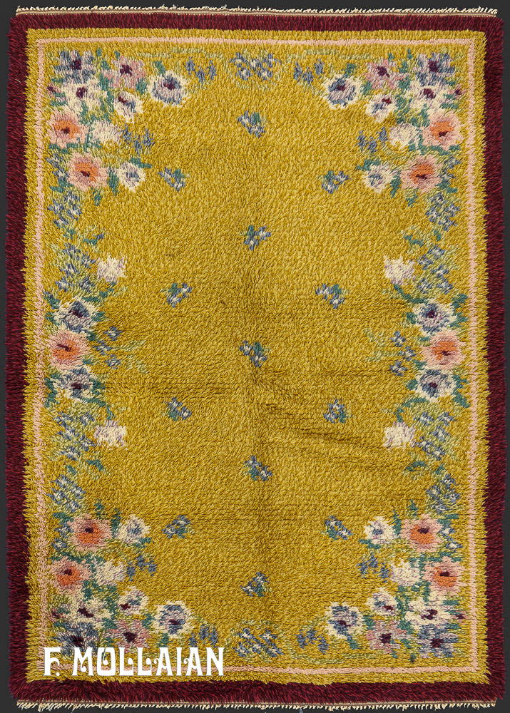 Yellowish Vintage Rya Swedish Rug n°:11692802