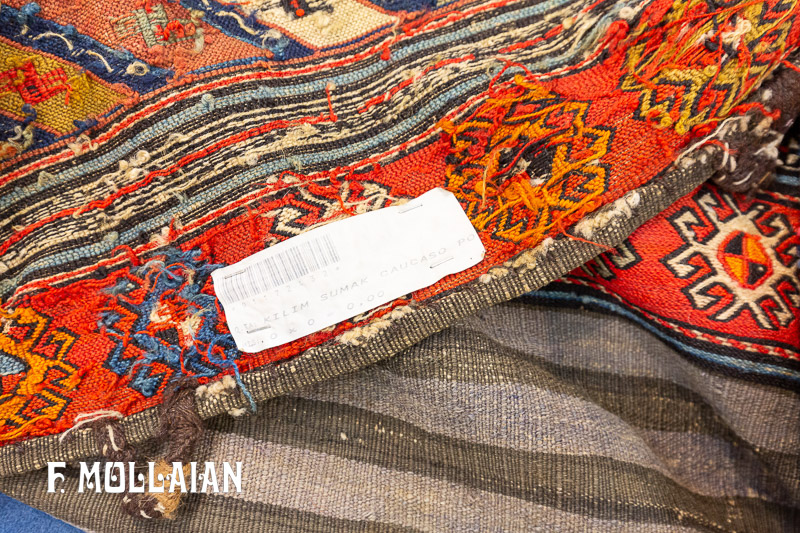 Antico Sumak Caucasico Mafrash Kilim Di Lana Con Disegno Stilizzato n°:91172432