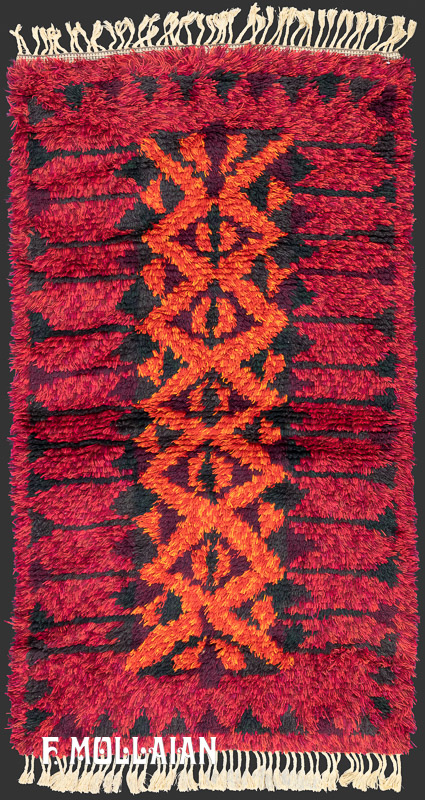 Vintage Swedish Rya Reddish Rug n°:90215146
