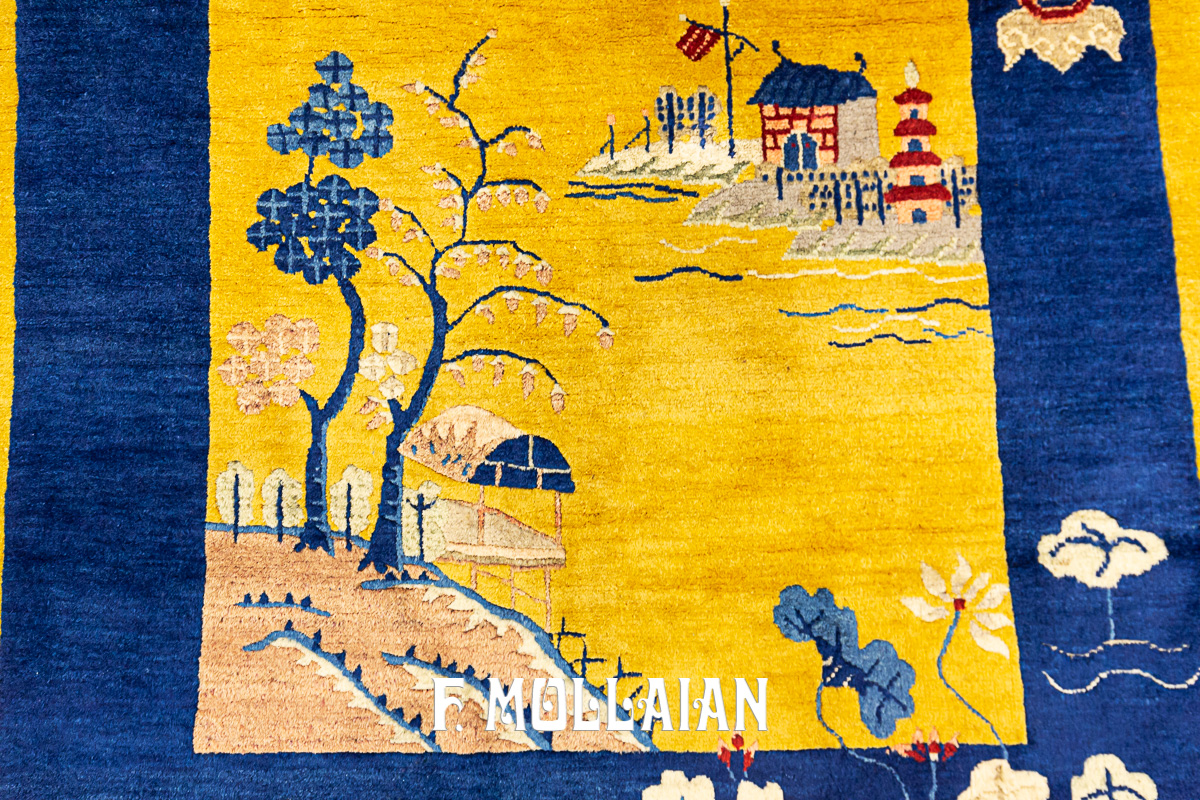 Yellowish Decorative Antique Chinese Peking Rugs n°:791696