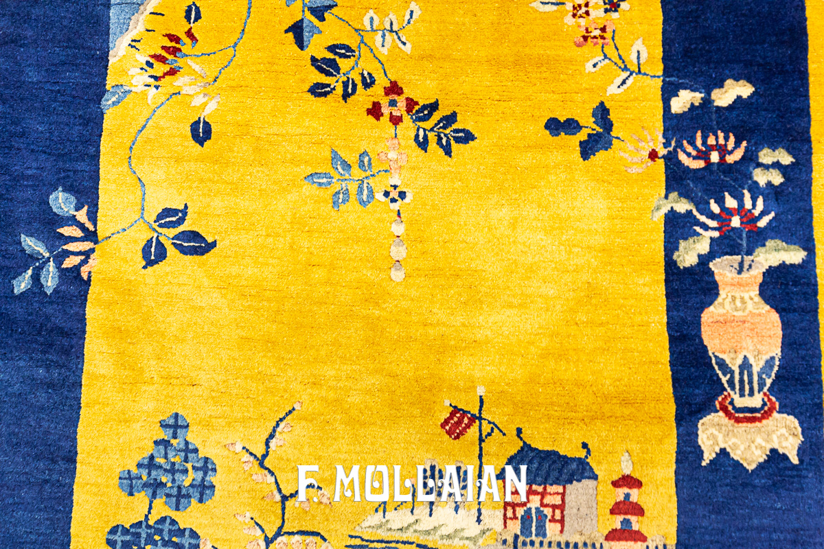 Yellowish Decorative Antique Chinese Peking Rugs n°:791696
