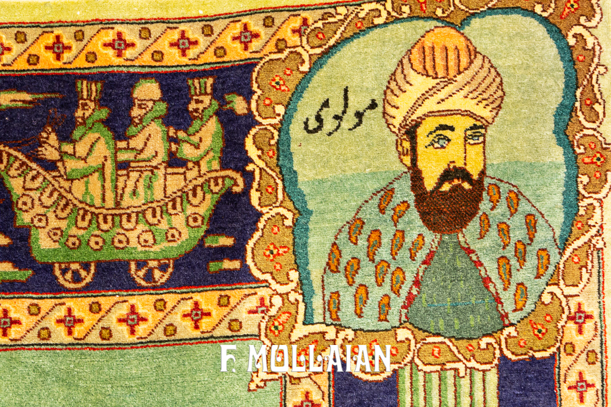 An old Figurative Persian Tabriz Rug n°:712565