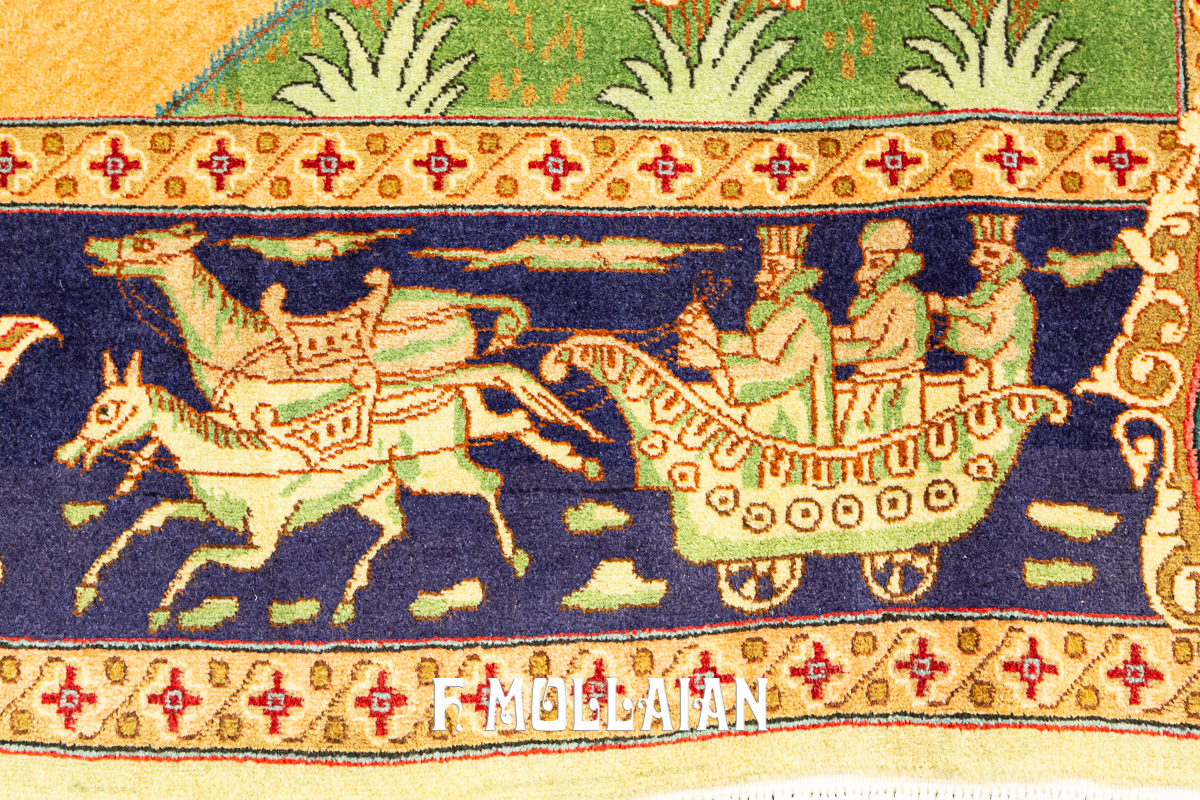 An old Figurative Persian Tabriz Rug n°:712565