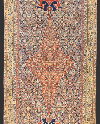Antique Persian Farahan, An All-Over Field with Special Medallion (Dragon Head) Kalleh Size Rug n°:74279310