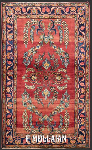 Tappeto Antico Persiano Kerman Floreale a Fondo Rosso n°:38586882