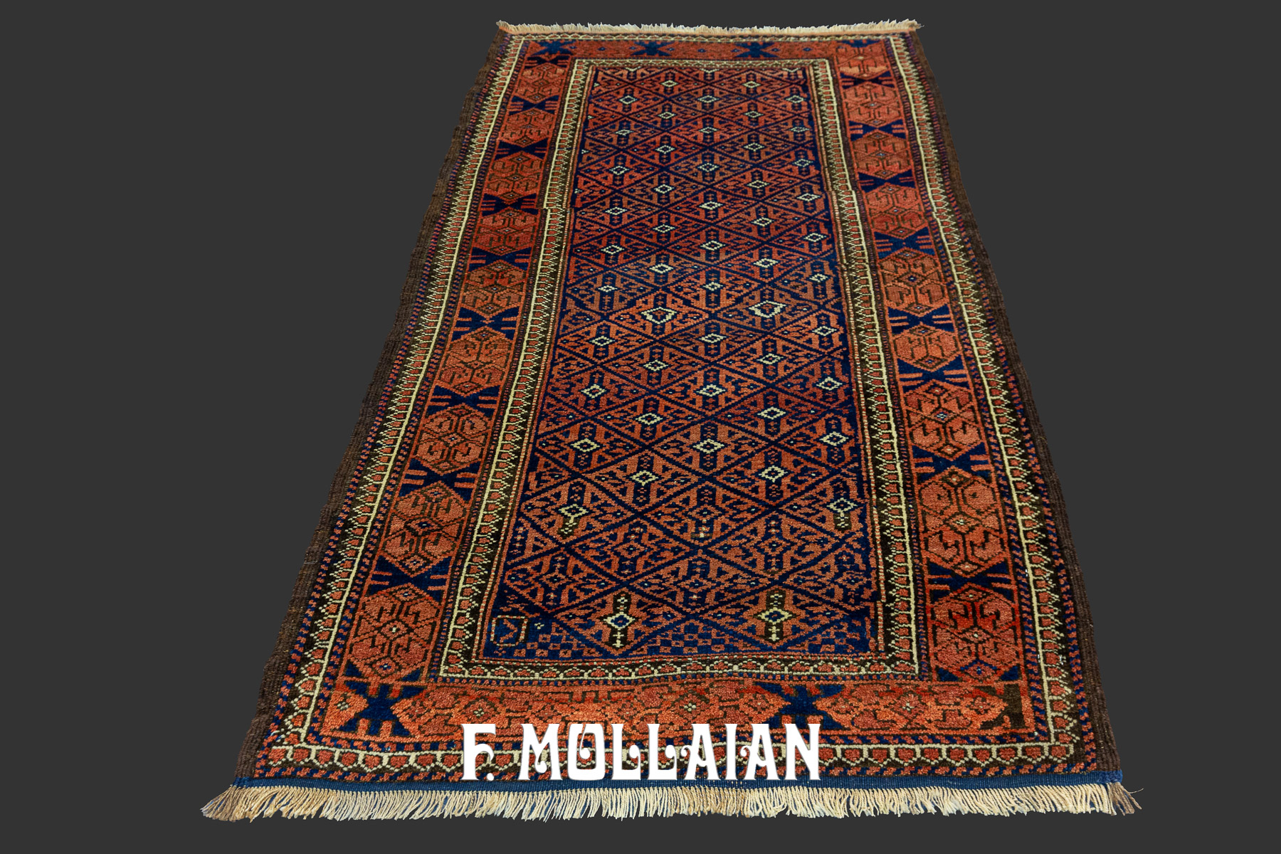 Small Hand-knotted Antique Persian All-over field Baluch Rug n 