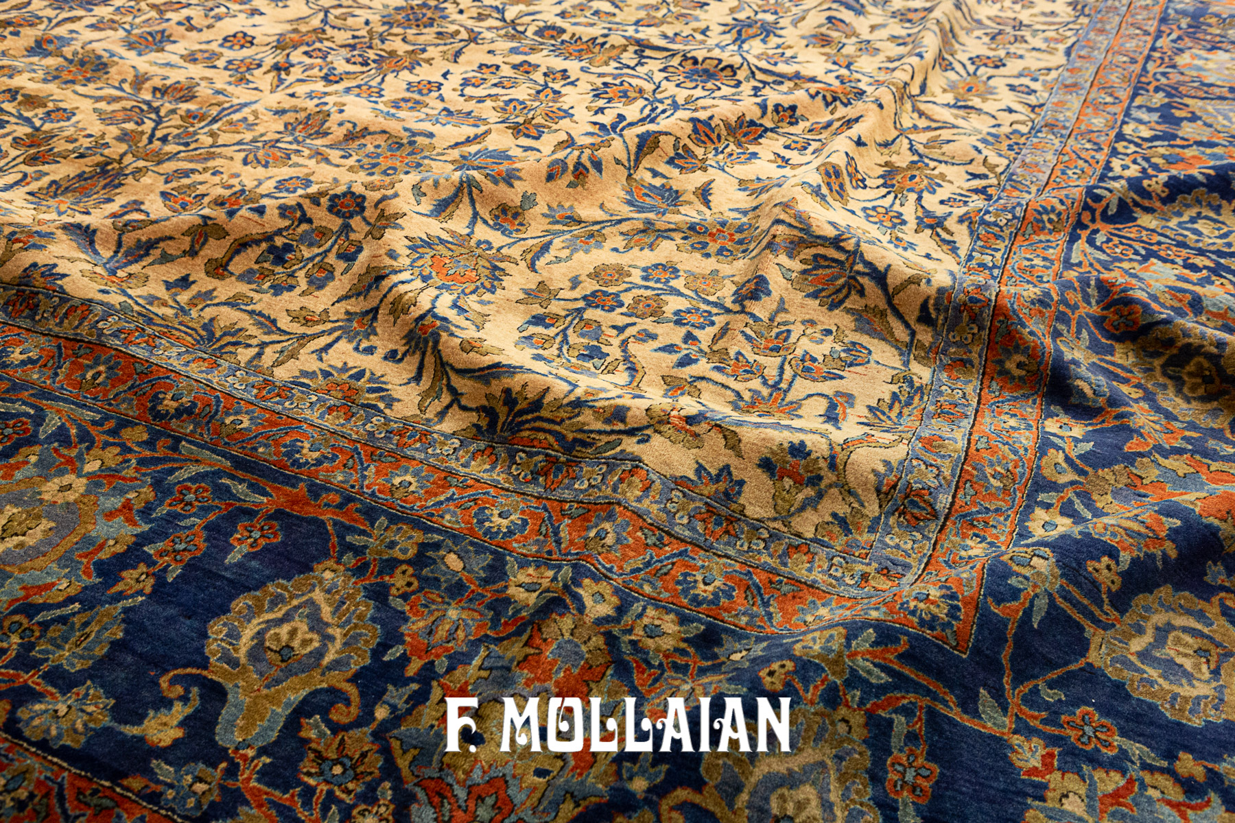 All-over Antique Persian Kashan Kurk Over-size Carpet n°:70729208